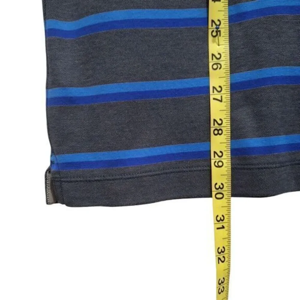 Banana Republic Luxury Touch Standard Fit‎ Polo Shirt Size L Gray Striped